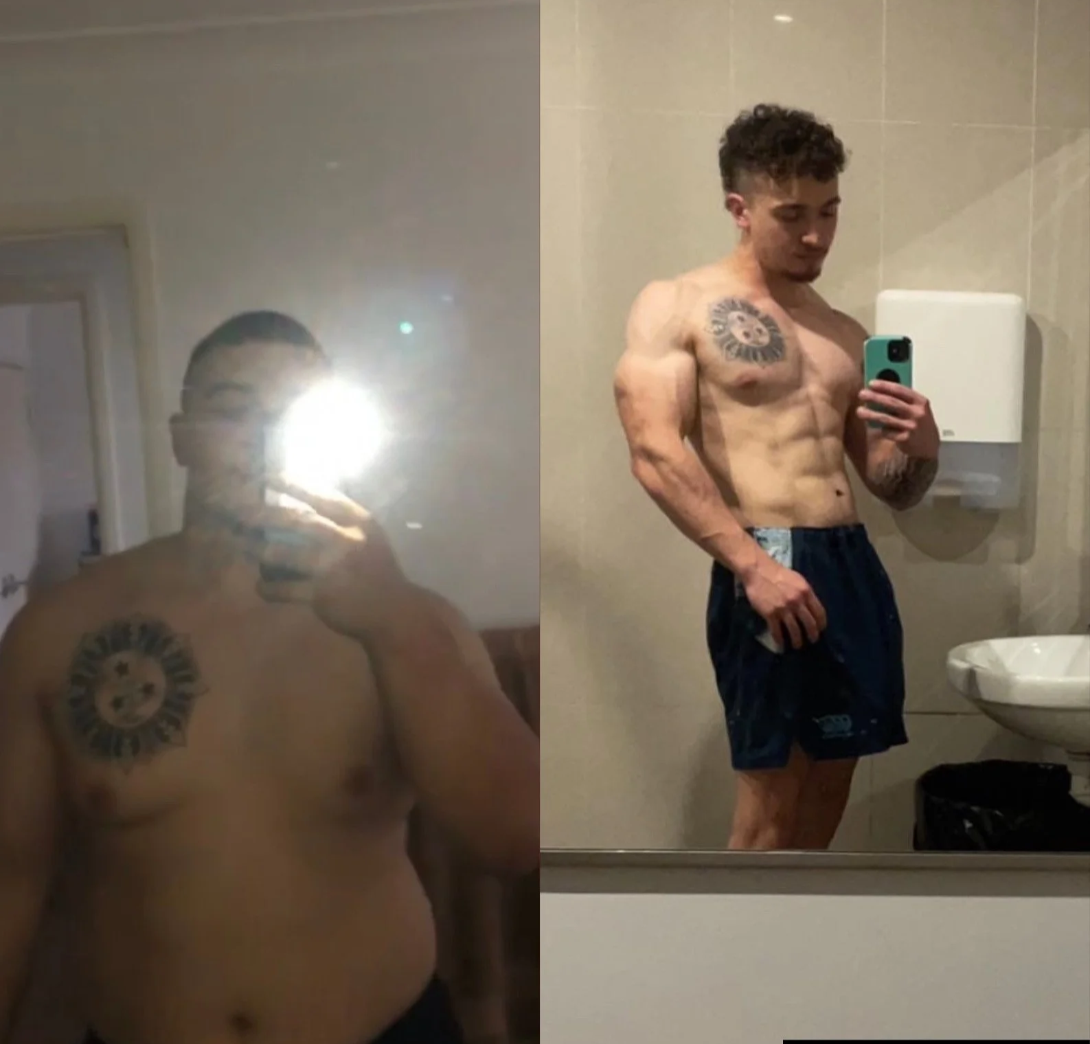 Before and after body transformation
